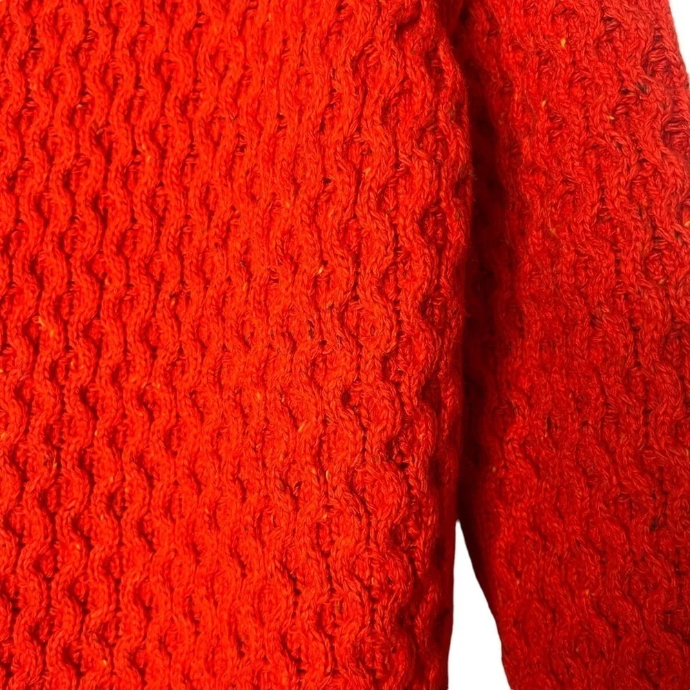 Lands’ End Orange Marled Cotton High Neck Sweater